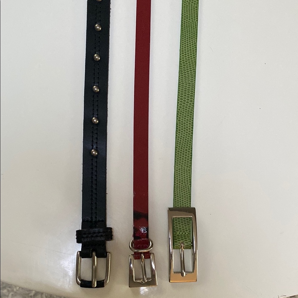 Banana Republic Black and Red Leather Belts with Silver Buckles